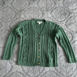 Vintage Jennifer Moore Green Cable Knit Cardigan Sweater
